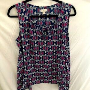 C: Women’s Blue/White/ Pink Sleeveless Tank Top- Flare sides- size L